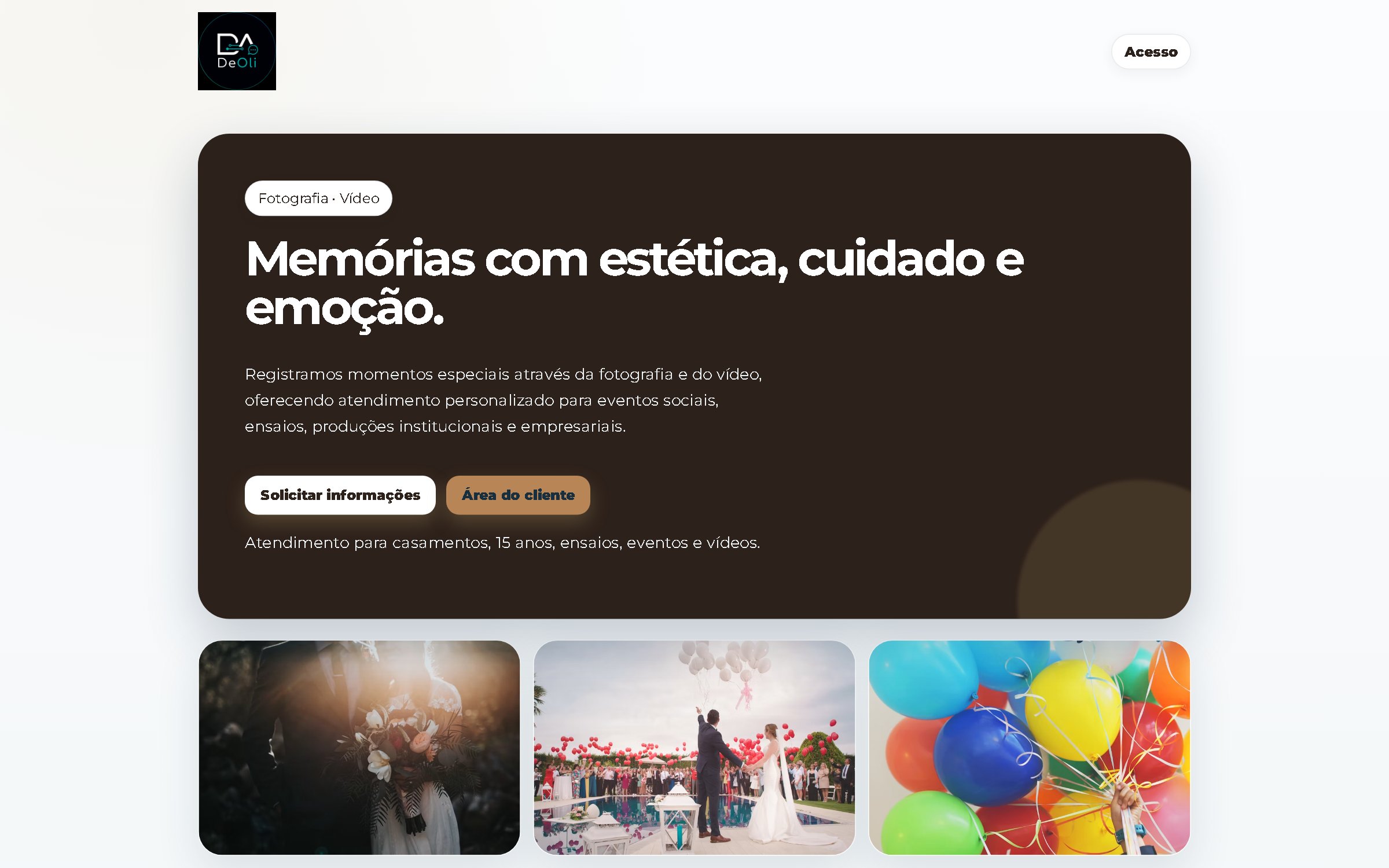 Exemplo de site criado na plataforma Audiovisual DeOli