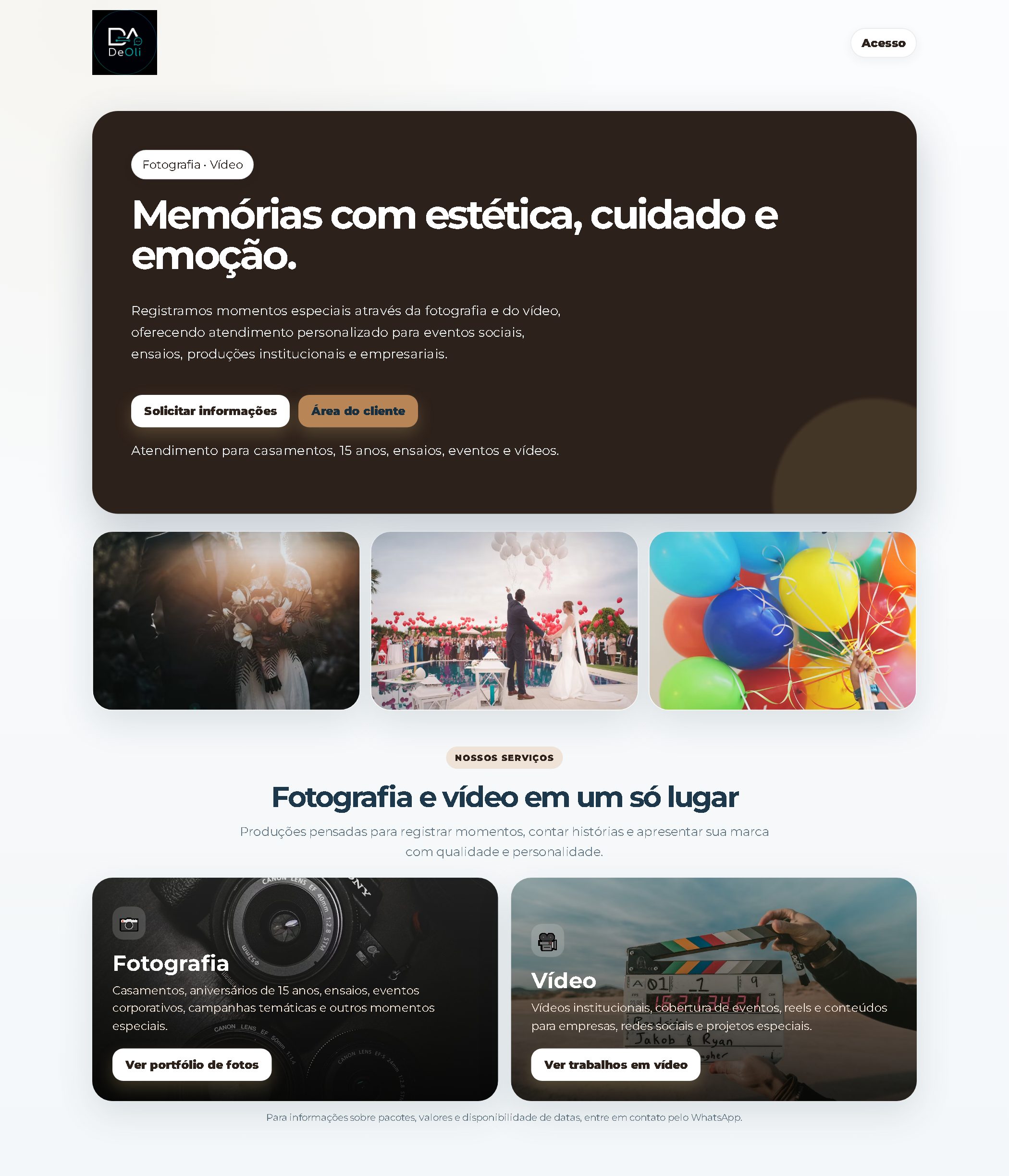 Exemplo de site criado na plataforma Audiovisual DeOli
